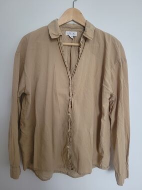 Velvet Graham & Spencer Beige Lightweight Button-Up Shirt Size S 100% Cotton